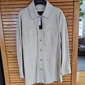 Women beige suede Button-Up shirt